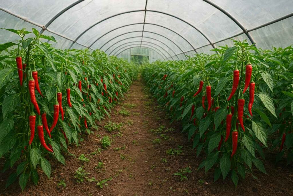 Pěstování chilli ve fóliovníku – fotografie