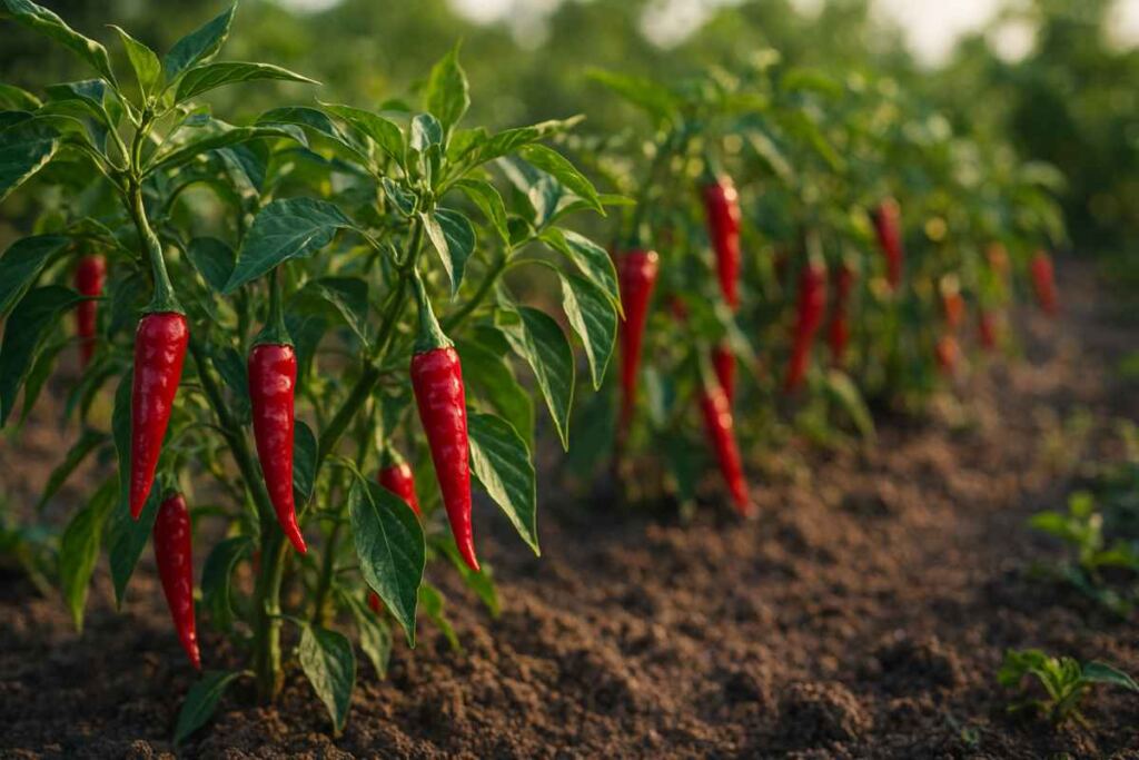 Pěstování chilli venku – fotografie